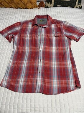 Eddie Bauer Red Plaid sun breathable Short-Sleeve Button-Down Shirt